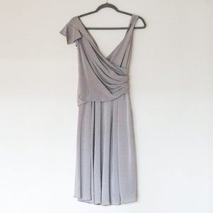 NEW BGN Silk Draped Midi Dress 2 Gray